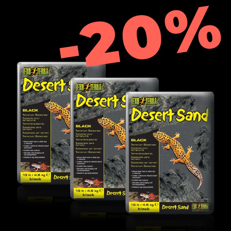 Песок пустынный Exo-Terra Desert Sand, черный - 3 пакета со скидкой 20%